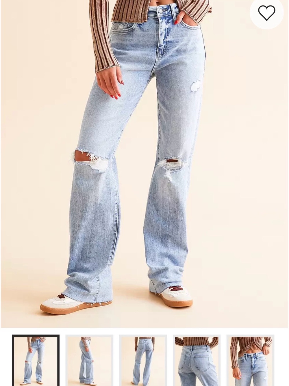 Like new! Women's Light Blue Distressed Wide-Leg Jeans